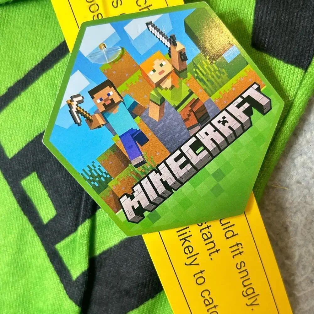 Minecraft‎ Pajamas Set Boys 4 Green Long Sleeve All Over Print 2 Set Pajama NEW